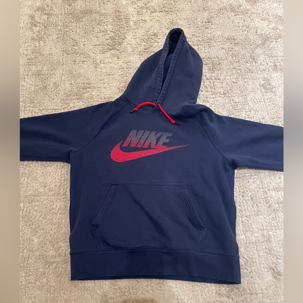 Nike Dark Blue Hoodie with Red Logo